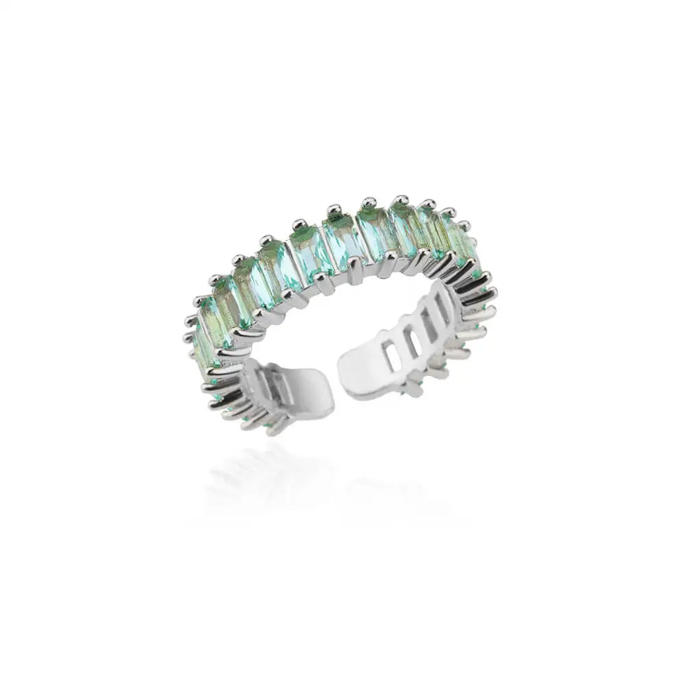 Colorful Cubic Zircon Open Ring For Women Stainless Steel Gold Color Square Rings Bohemian Romantic couple Jewelry Gifts