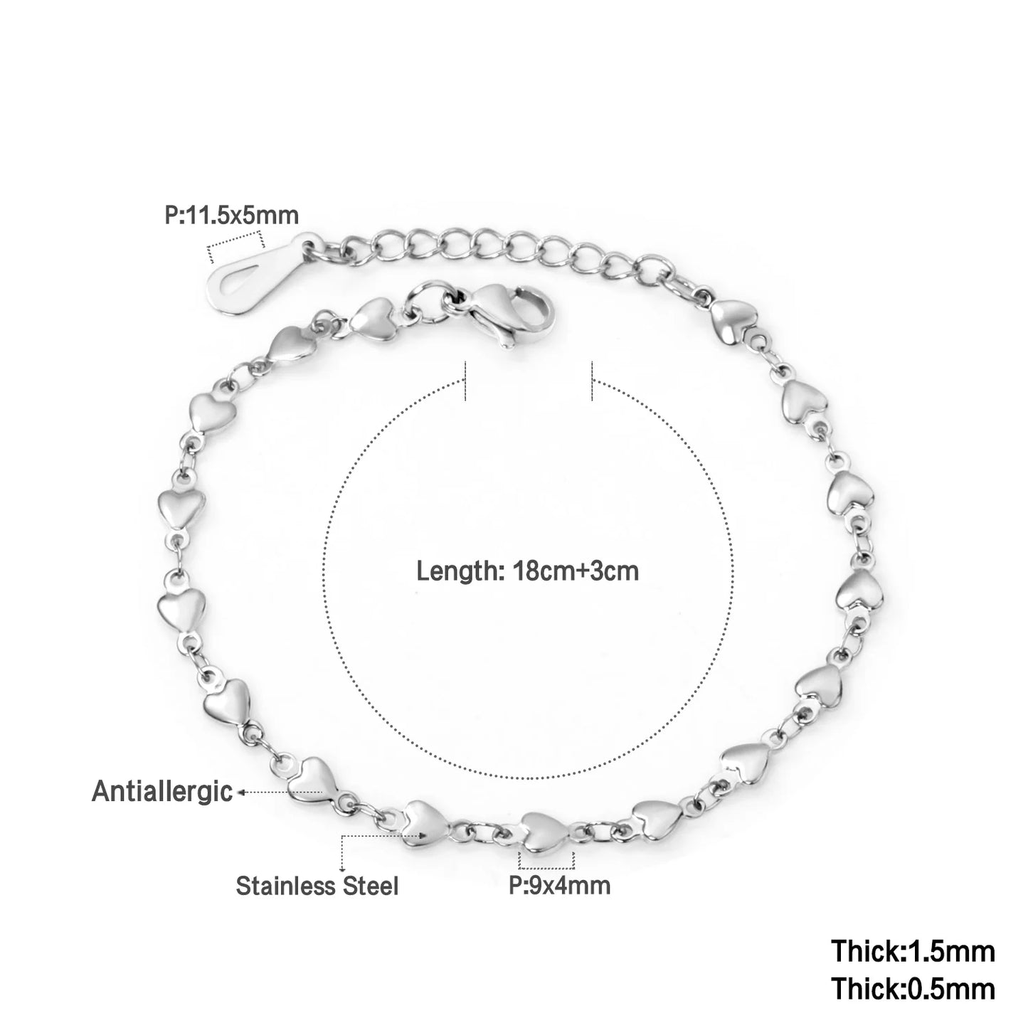 LUXUSTEEL Stainless Steel Heart Coin Charm Bracelet for Women Girl Golden Color Cuban Link Chain Bracelet Jewelry Gift 20cm