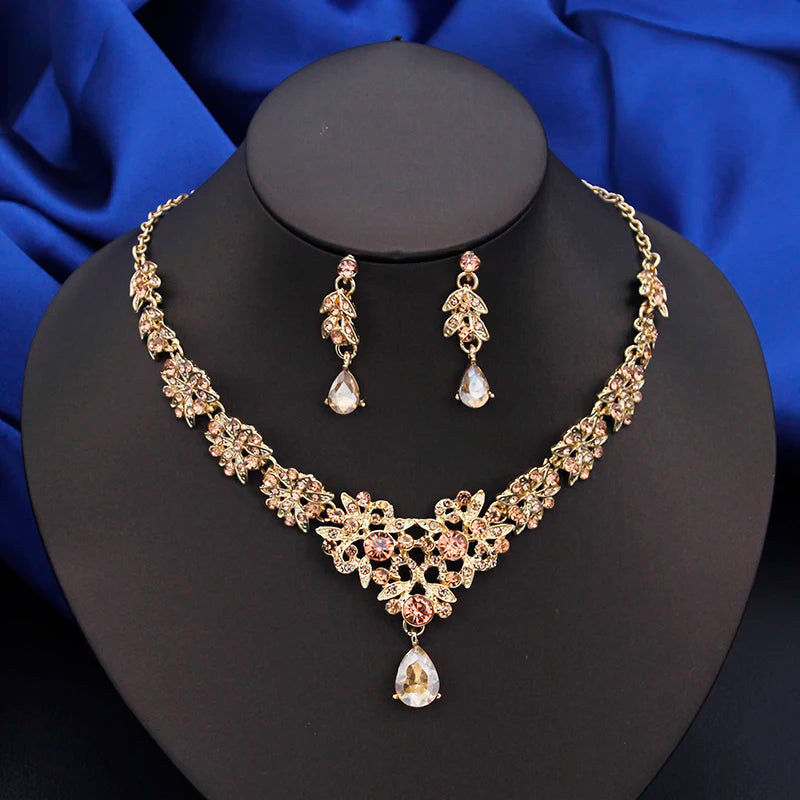 Fashion Choker Necklace Sets for Women Bridal Jewelry Sets Party Prom Wedding Earrings Costume Accessories