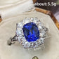 2025 New Blue Cube Zircon Ring Fashionable and Elegant High End Women's Bridal Wedding Luxury Personalized Jewelry Accessories
