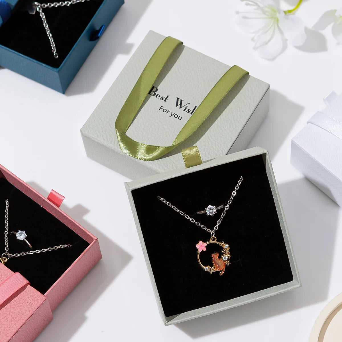 Handheld Jewelry Box Paper Pull-out Drawer Jewelry Case