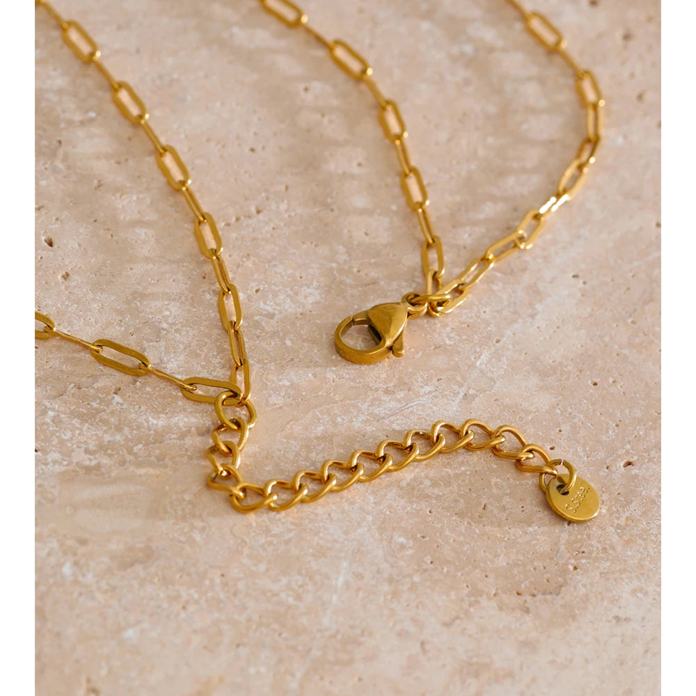 Yhpup Double-Layer Chain Heart Cross Religious Drop Stacking Charm Pendant Necklace 18K Golden Stainless Steel Statement Jewelry