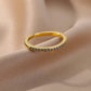Mini Zircon Green Rings For Women Stainless Steel Gold Color Adjustable Finger Ring Engagement Wedding Christmas Jewelry Gift