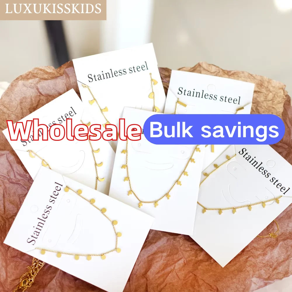 LUXUKISSKIDS Woman Collier бижутерия Golden Chains Necklaces Bohemia Star Heart Elegant Stainless Steel Jewelry Trendy Collars