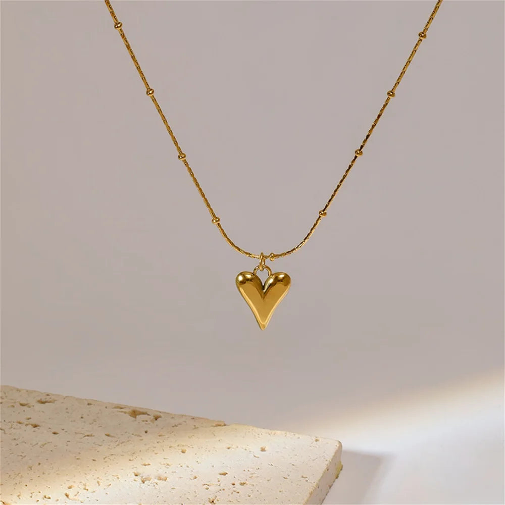 EILIECK 316L Stainless Steel Heart Love Necklace Bracelets Earrings Set For Women New Trendy 18K Gold Plated Waterproof Jewelry