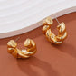 Gold Color Crystal Stone Hoop Earrings Twisted Metal Shape Silver Plating New Fashion Women Earrings Party Jewelry Birthday Gift