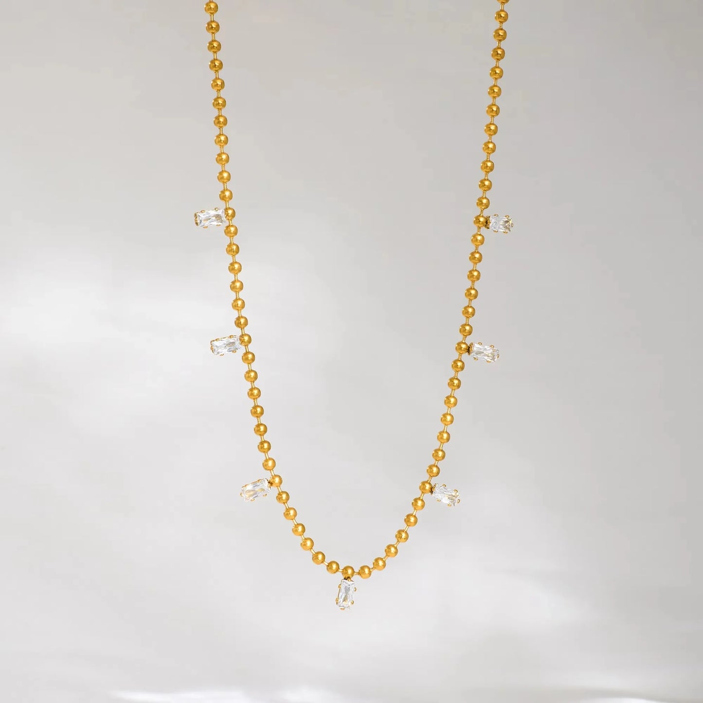 Boho Multi Pendant Zircon Tassel Beads Chains Choker Necklace for Women 18k Gold Plated Stainless Steel Tarnish Free Jewelry