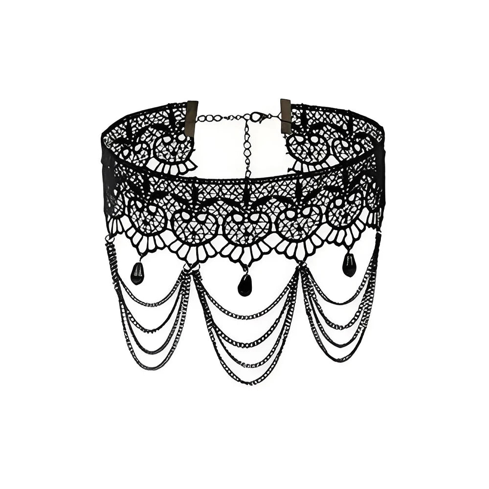 Neo-Gothic Punk Black Sexy Lace Chokers Necklace For Women Fashion Retro Clavicle Chain Halloween Collar Choker Steampunk Gifts