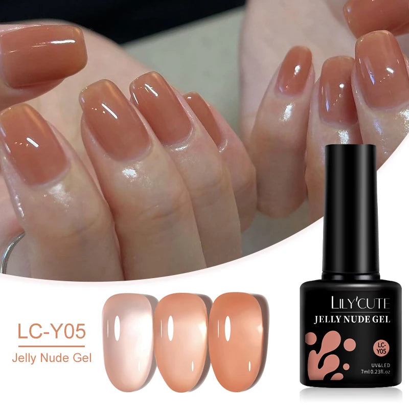 LILYCUTE 7ml Translucent Jelly Gel Nail Polish Autumn Colorful Rose Red Purple Semi Soak off UV LED Nail Art UV LED Gel Varnish