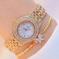 2pcs Fashionable Diamond Studded Real Nail Scale Alloy Set Quartz Bracelet Watch FOR WOMEN'S Watches