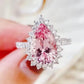 Luxury Fashion Pink Zirconia Engagement/wedding Rings for Women Trendy Sweet and Romantic Anniversary Jewelry Accessories