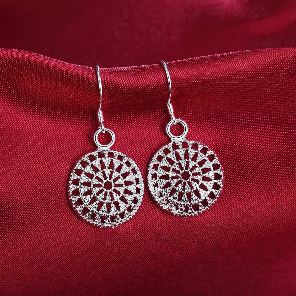 Charms 925 Sterling Silver Pretty Round shape earrings for Women fashion wedding party Jewelry Christmas Gifts