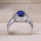 2025 Luxury Prong Setting-Rings For Women With Deep Blue Zircon Stone Anniversary Gift   Wife Micro Paved Middle