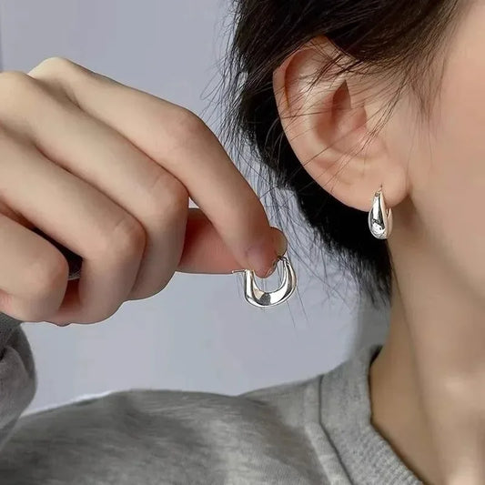 925 Sterling Silver Earrings for Women Ear Hoop Fashion Versatile Sweet Girl Round Circle Earrings Prevent Allergy Jewelry Gifts