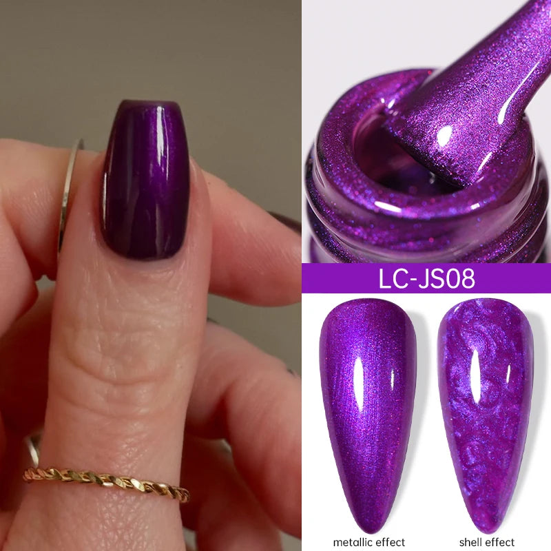 LILYCUTE 7ML Bright Red Sparkling Gel Nail Polish Silver Reflective Gel Colorful Shinning Glitter Manicure Nail Art Gel Varnish