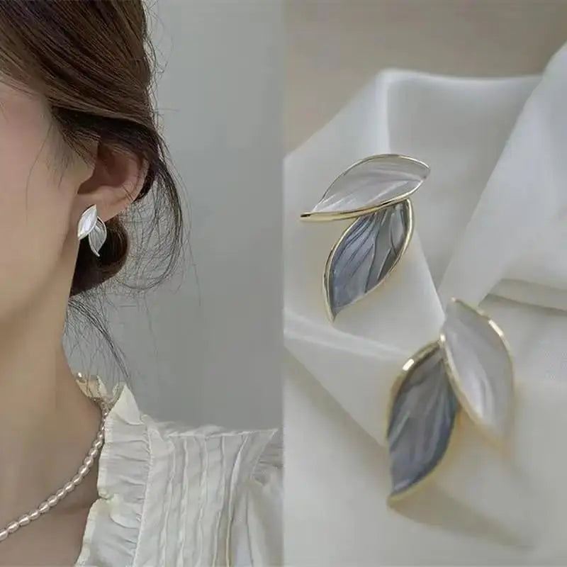 925 Silver Needle Green Flower Earrings For Women Korean Fashion Jewelry 2025 Trending Luxury Zircon Leaf Women's Stud Earrings