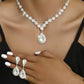 Minimalist Water drops Jewelry Set for Women Crystal Necklace Bracelet Earrings Set Gift Banquet Wedding Anniversary Accessories