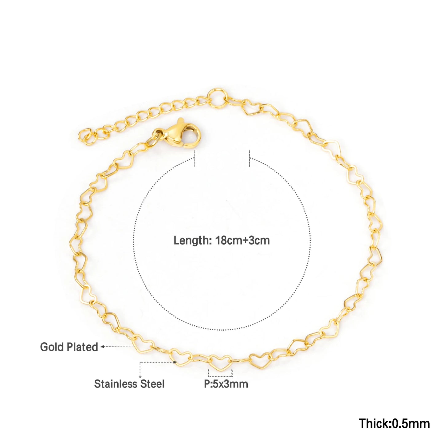LUXUSTEEL Stainless Steel Heart Coin Charm Bracelet for Women Girl Golden Color Cuban Link Chain Bracelet Jewelry Gift 20cm
