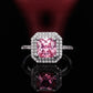 Style Pink Sparkling Zircon Princess Square Engagement Ring for Ladies and Girlfriends Luxury Proposal  Gift Fashion Jewelry