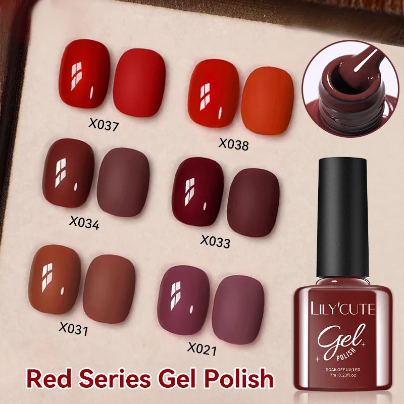 LILYCUTE Ancora Red Autumn Winter Gel Nail Polish Semi Permanent Soak Off UV LED Gel Varnish Manicure Nail Supplies