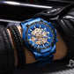 2025 Mens Quartz Watches Top Brand Luxury Stainless Steel Waterproof Hollow Out Blue Big Male Wristwatches Relogio Masculino