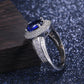 2025 Luxury Prong Setting-Rings For Women With Deep Blue Zircon Stone Anniversary Gift   Wife Micro Paved Middle