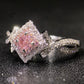 Pink Cubic Zirconia Ring Suitable for Women's Engagement Wedding Luxury Accessories Sparkling Silver Fashion Jewelry