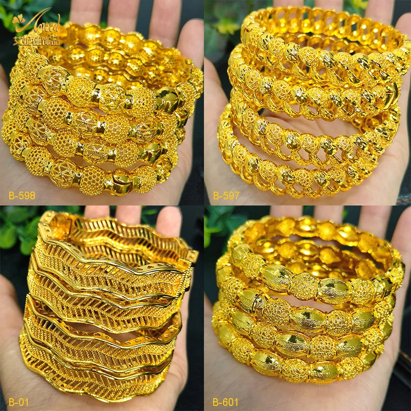 ANIID Luxury African 24k Gold Plated Bangles For Indian Women Wedding Bridal Ethiopian Brazilian Bracelets Dubai Jewellery Gifts