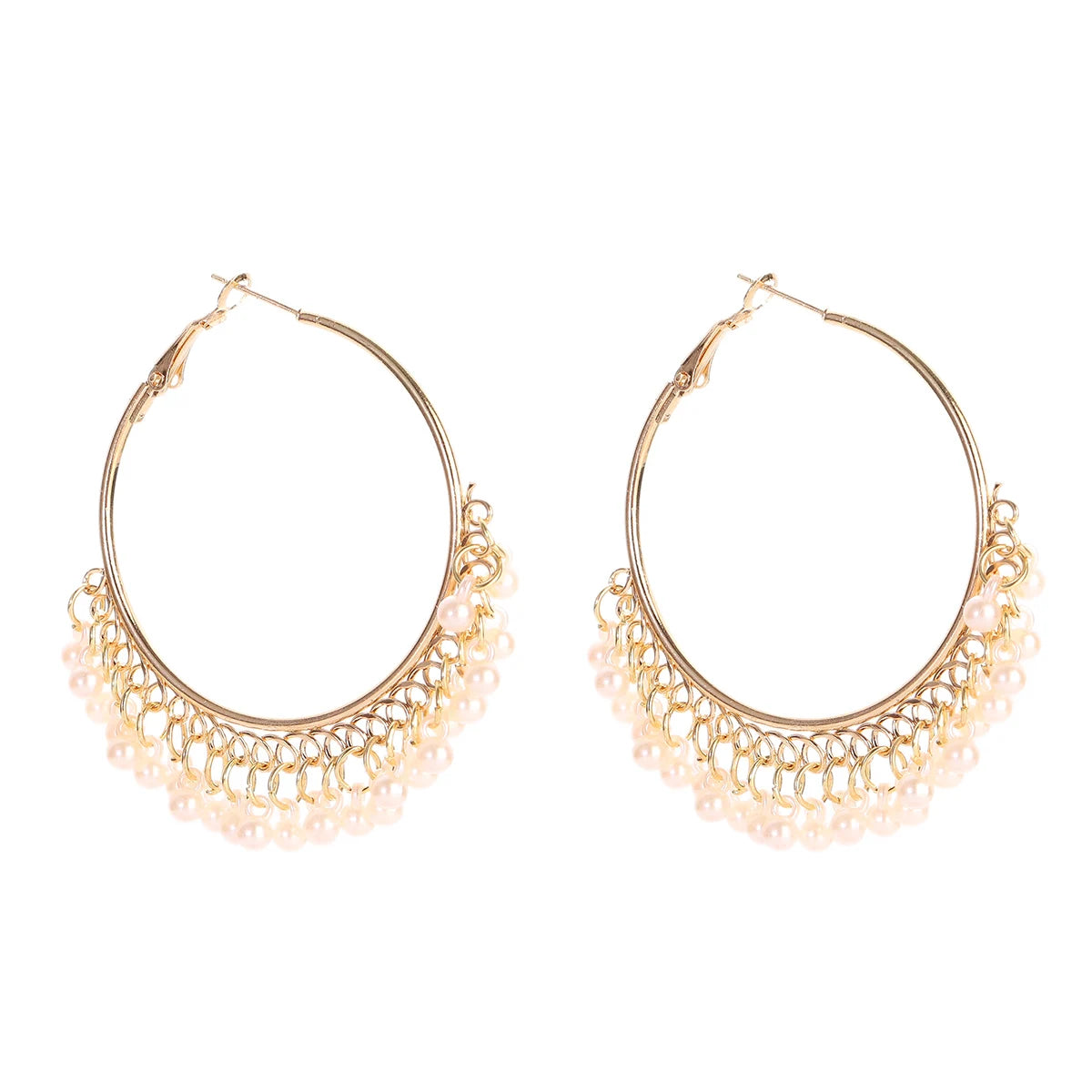 Ethnic Retro Green Sector Carved Turkish Jhumka Earrings For Women Indian Jewelry Pearl Tassel Earrings