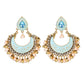 Ethnic Retro Green Sector Carved Turkish Jhumka Earrings For Women Indian Jewelry Pearl Tassel Earrings