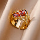 Delicate Colorful Zircon Rings for Women New In Gold Color Wedding Ring Aesthetic Fashion Jewelry Gift anillos mujer