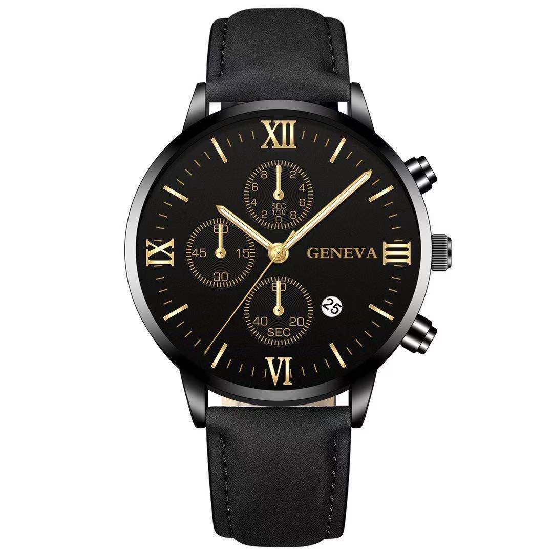 Fashion Geneva Men's Wristwatch Date Alloy Case Leather Analog Quartz Sport Watch Male Clock Top Brand Luxury Relogio Masculino