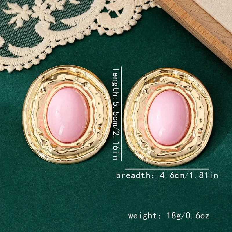 Stud Earrings For Women Round Metal Geometric Ear Accessories Holiday Party Gift Fashion Jewelry CE214