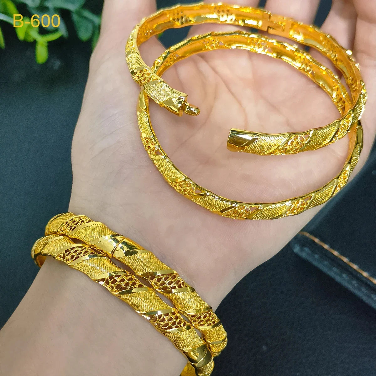 24K Dubai Bangles For Women Ethiopian Africa Fashion Gold Color Saudi Arabia Bride Wedding Bracelet Hand Jewelry Gifts