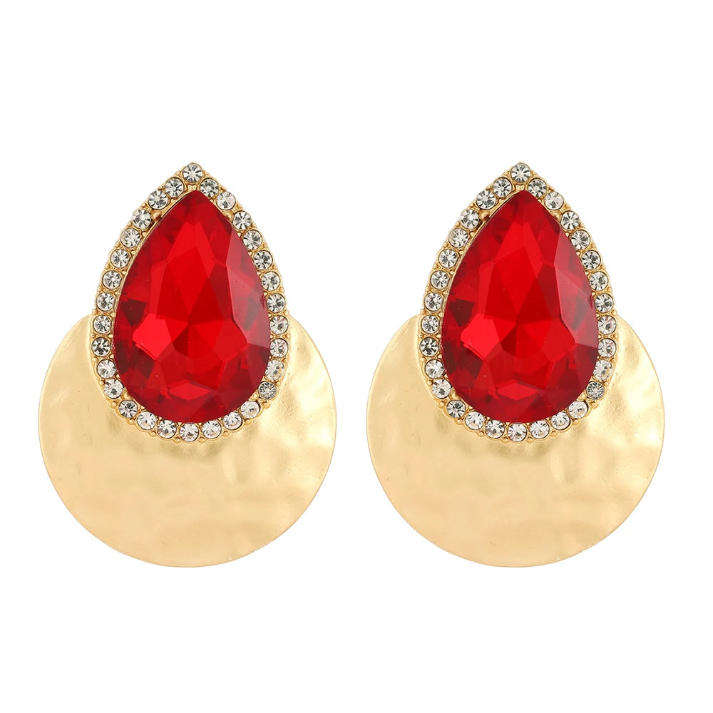 Fashion Elegant Round Metal Big Stud Earrings For Women Classic Design Elegant Ear Accessories Party Prom Statement Fine Jewelry