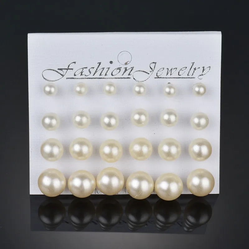 18 Pairs of Simple Imitation Pearl Earrings, Casual and Elegant Style, Lightweight, Women Wear Earrings for Daily Wear