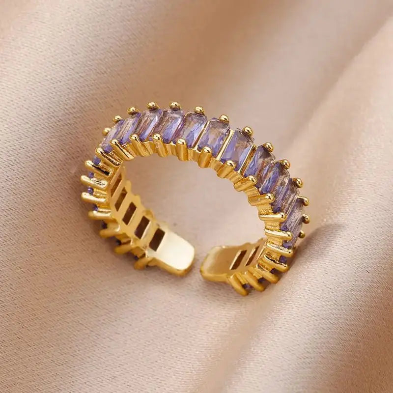 Delicate Colorful Zircon Rings for Women New In Gold Color Wedding Ring Aesthetic Fashion Jewelry Gift anillos mujer