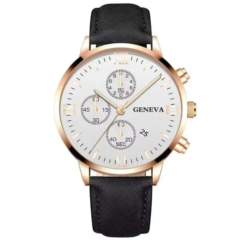 Fashion Geneva Men's Wristwatch Date Alloy Case Leather Analog Quartz Sport Watch Male Clock Top Brand Luxury Relogio Masculino
