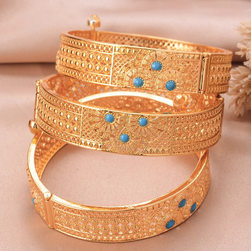 Ethiopian Gold Color Bangles for Women African Jewelry Habesha Middle East Girl Wedding bracelets Gift