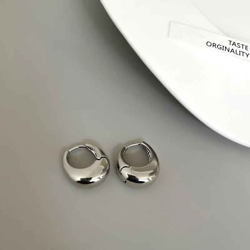 New Hot Sell Trendy 925 Sterling Silver Circle Earrings for Women Real Silver Ear Hoop Earrings