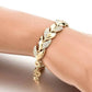 1PC Hip Hop Leaf Bracelet Women's Gold Twisted Shining Crystal Stone Pendant Bracelet Elegant Adjustable Chain Daily Jewelry