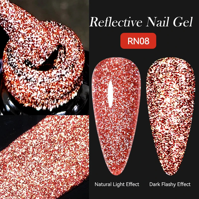 LILYCUTE 7ML Bright Red Sparkling Gel Nail Polish Silver Reflective Gel Colorful Shinning Glitter Manicure Nail Art Gel Varnish