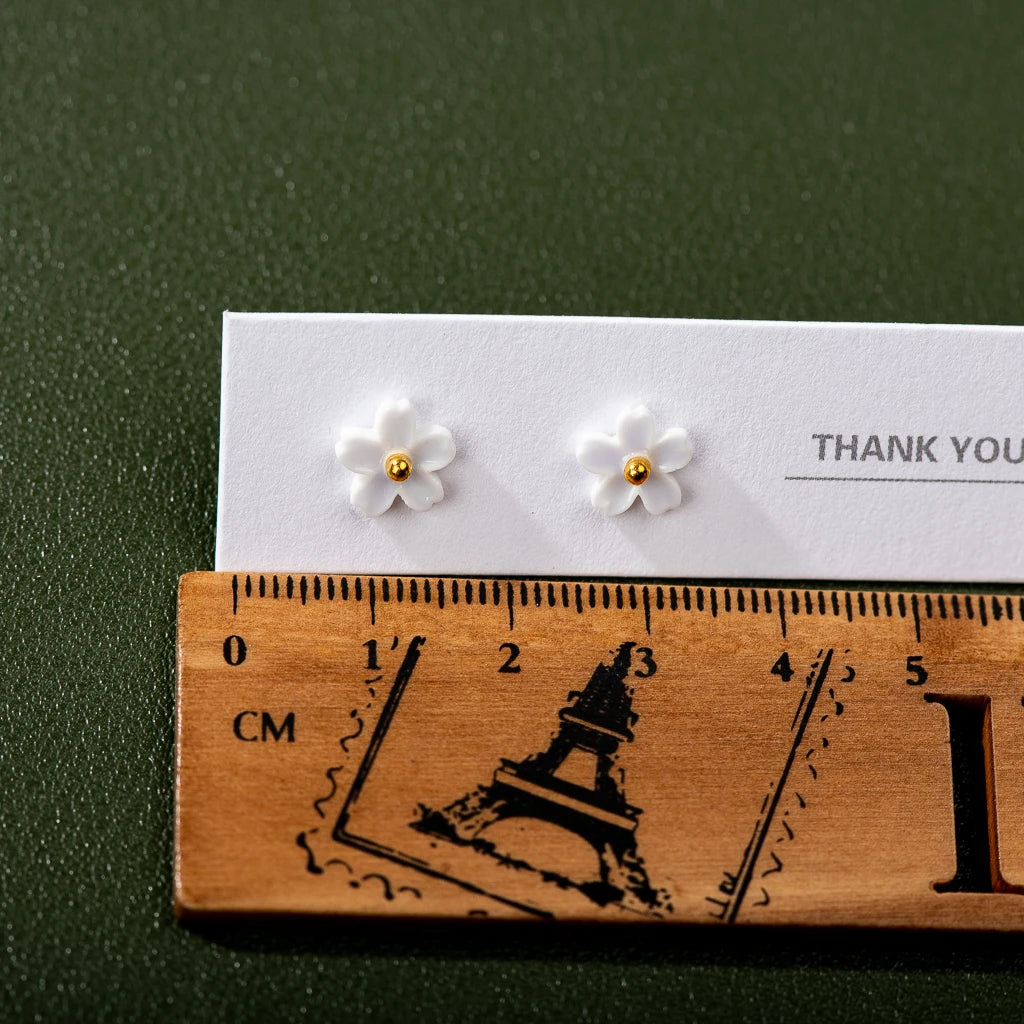 Handmade Multicolor Ceramic Flower Earrings With Stainless Steel Pin - Trendy And Eye-catching Jewelry Z638