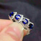 2025 Luxury Prong Setting-Rings For Women With Deep Blue Zircon Stone Anniversary Gift   Wife Micro Paved Middle