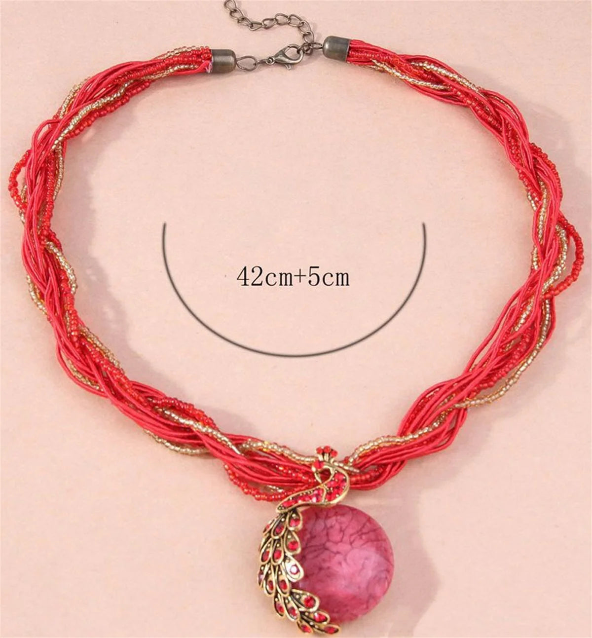 Elegant Vintage Peacock Fringed Tassel Pendant Necklace for Women's Sweaters Fashionable Bohemian Jewelry Accessory