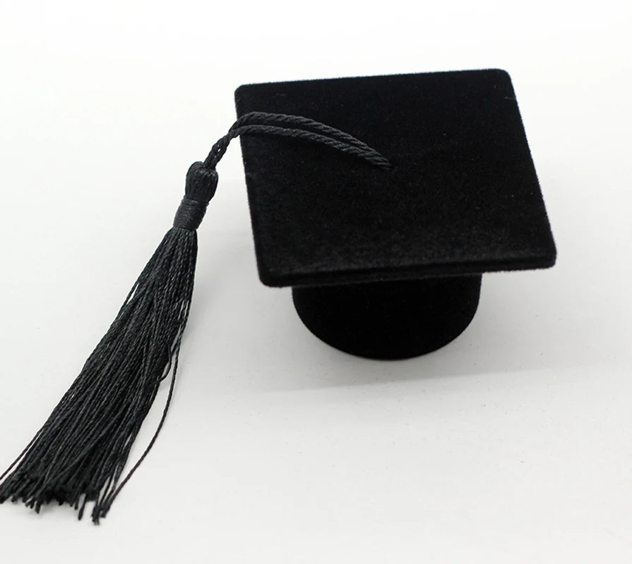 Graduation Bachelor Cap Doctor Hat Ring/Earrings Box