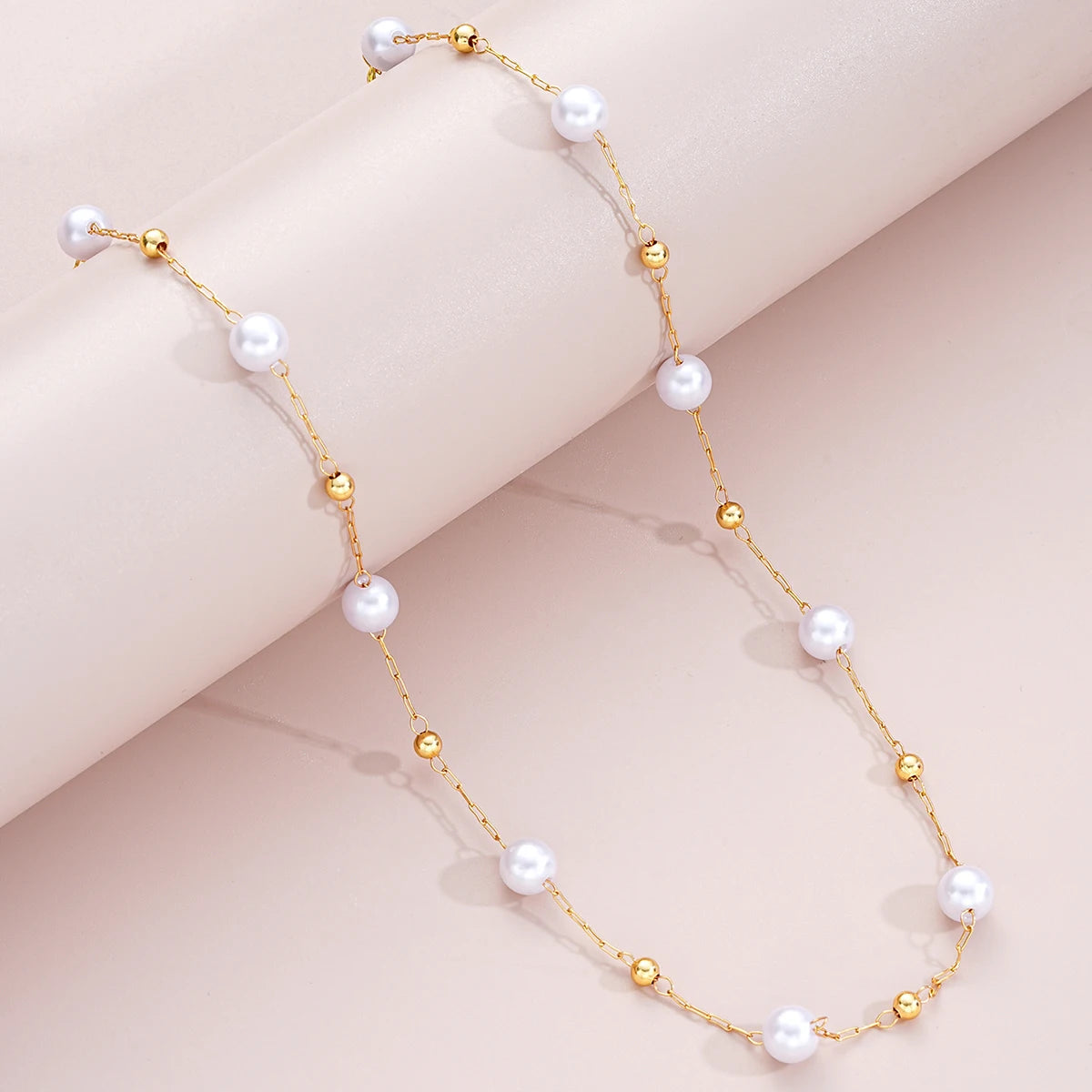 2 Pcs Exquisite Gold Color Bohemian Jewelry Set for Women Fashion Pearl Cross Pendant Necklace Bracelet Set Casual Jewelry Gifts
