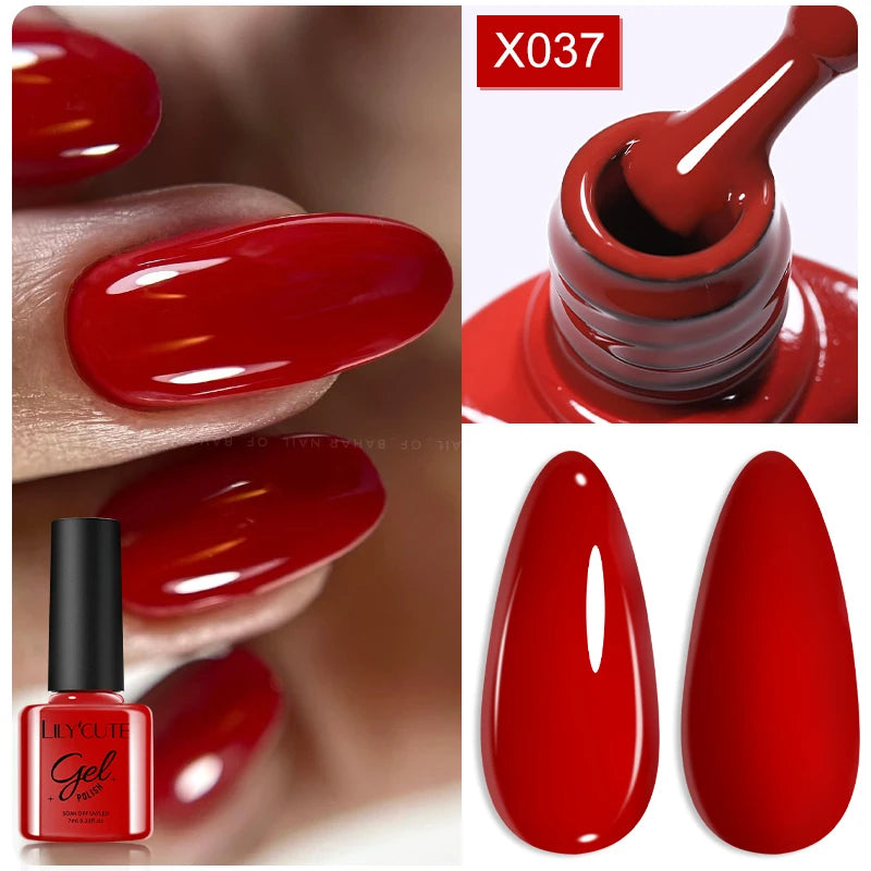 LILYCUTE Ancora Red Autumn Winter Gel Nail Polish Semi Permanent Soak Off UV LED Gel Varnish Manicure Nail Supplies