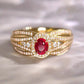 2025 New Elegant Red Corundum Ring with Extra Large Zircon Fashion Party Jewelry Flower Dove Egg Shining First