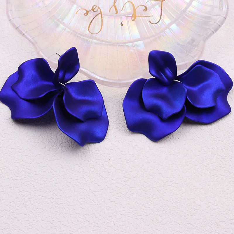 Korean Acrylic Petal Flower Tassel Dangle Earrings For Women Luxury Vintage Fairy Wedding Party Fashion Jewelry Accessories Gift